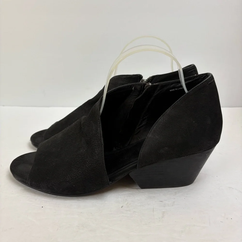 Eileen Fisher Black Nubuck Fig Open Toe Booties Wedge Women’s size 11